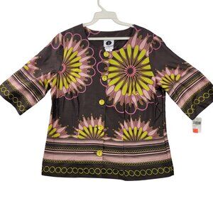 J By Jacqueline 100% Cotton NWT Floral Button-Up Top Small